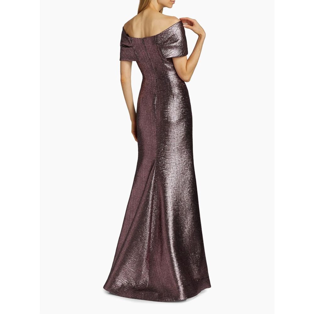 Teri Jon by Rickie Freeman Off-The-Shoulder Metallic Gown Size 6 $580 - Picture 4 of 12